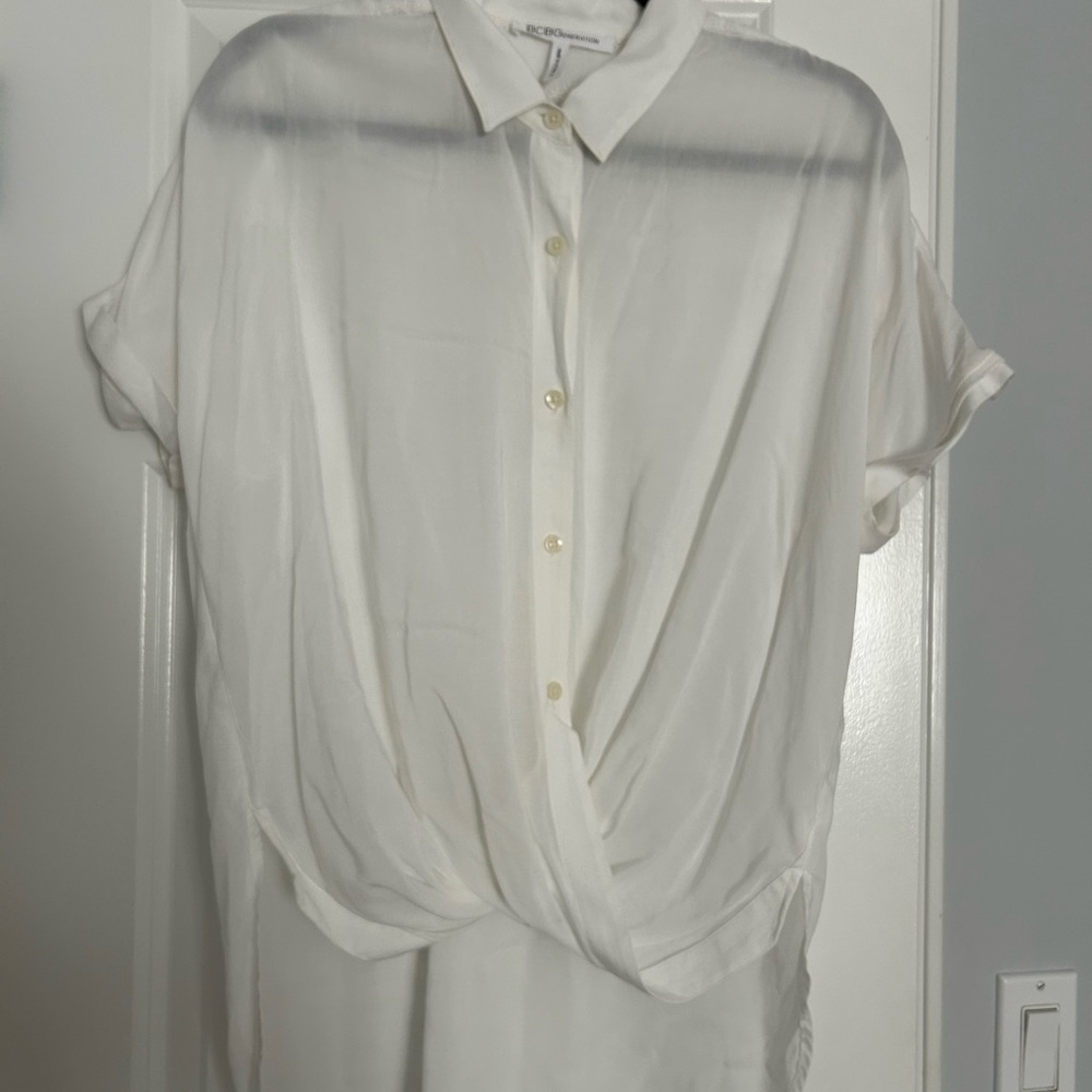 Bcbgeneration White Button Down Shirt With Dress … - image 1